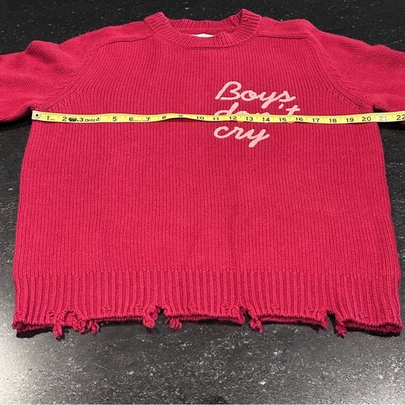 NWT Sandrine Rose Wool Cashmere Boys Don’t Cry Embroidered Sweater Wine Red‎ Sm - Picture 8 of 12